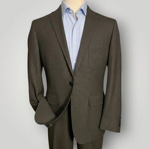 LANDS END Mens 2 Piece Suit Blazer Jacket 40R Pant 33Wx29L Wool Houndstooth